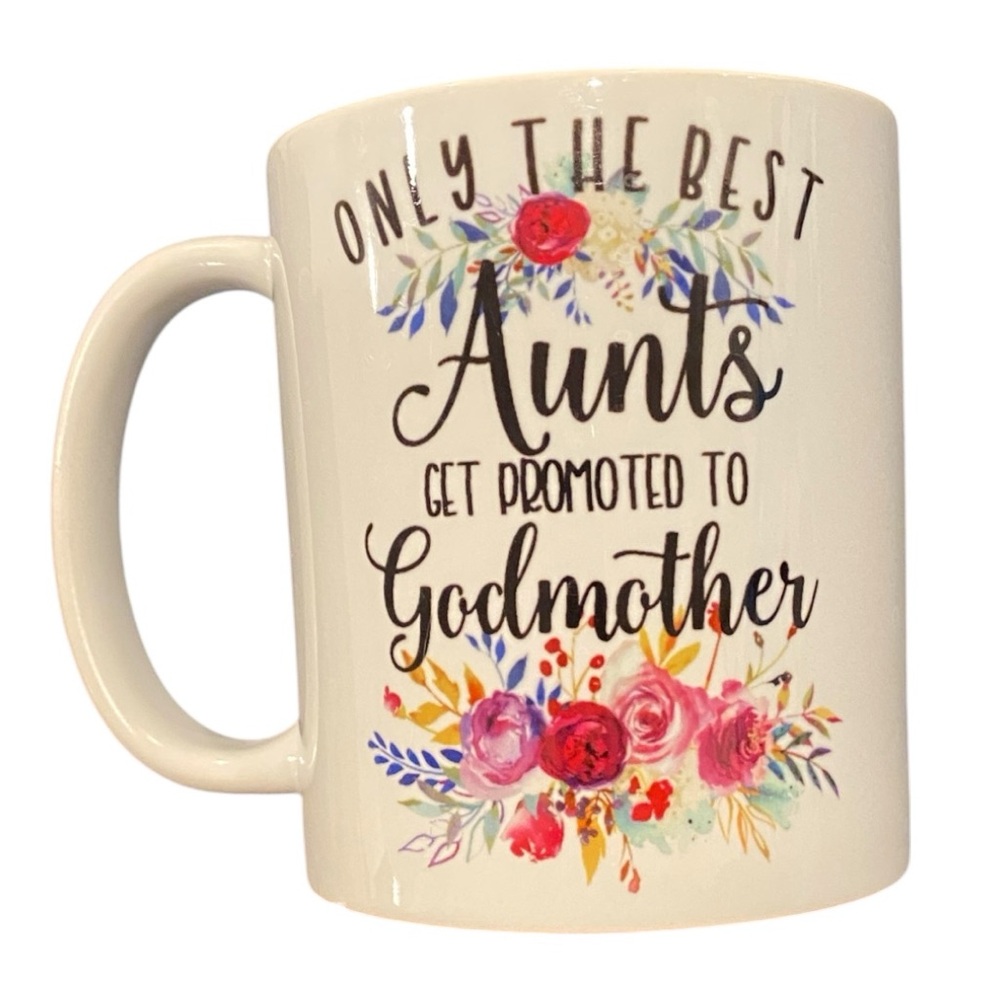 Floral White Ceramic Mug for Godmothers